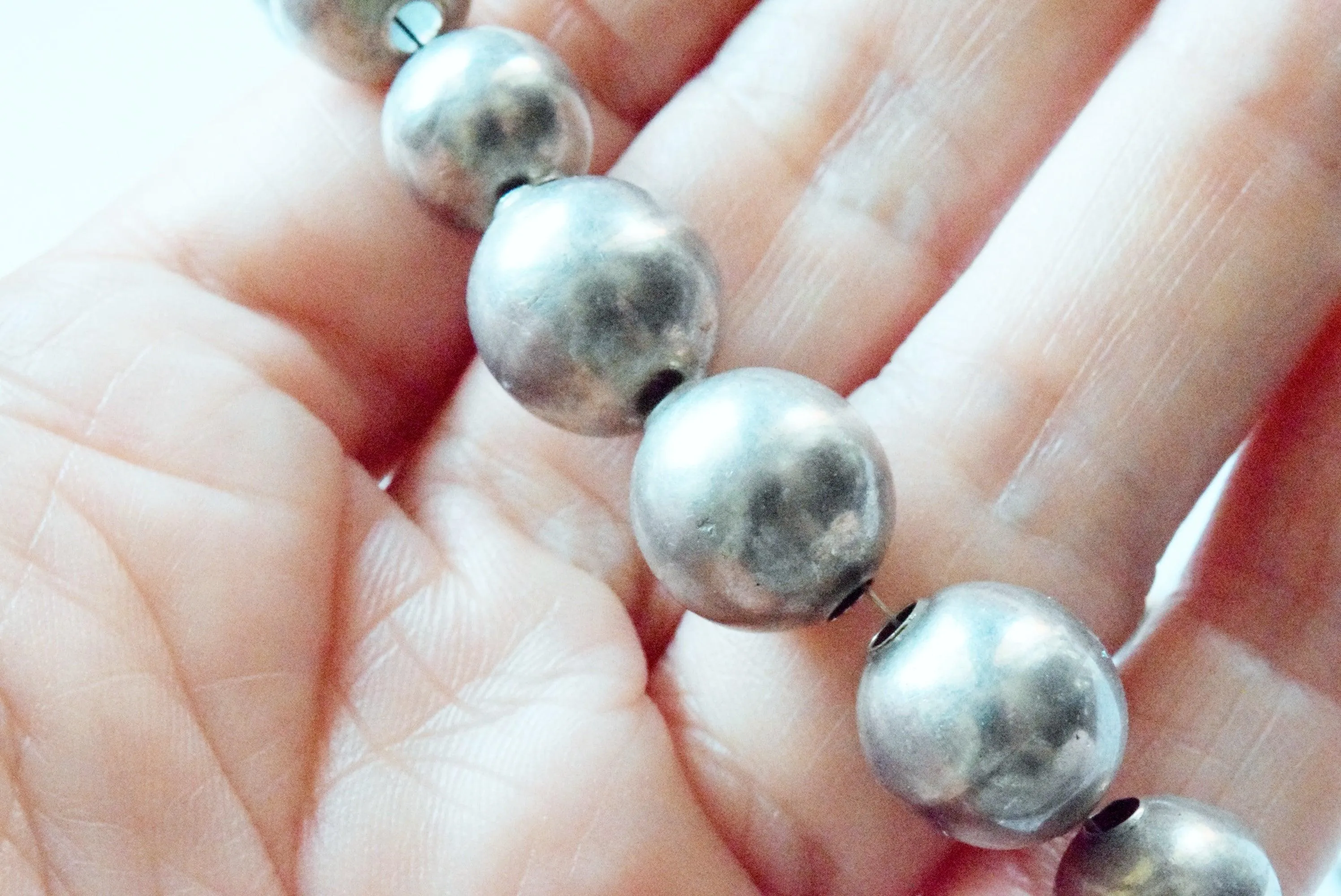 Small Vintage Silver Ball Necklace