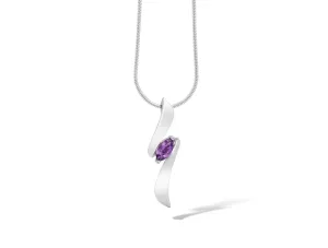 Sterling Silver Amethyst Marquise Pendant