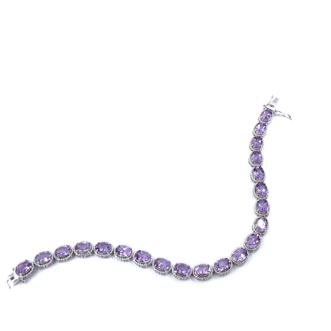 Sterling Silver Amethyst Oval Bracelet