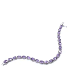 Sterling Silver Amethyst Oval Bracelet