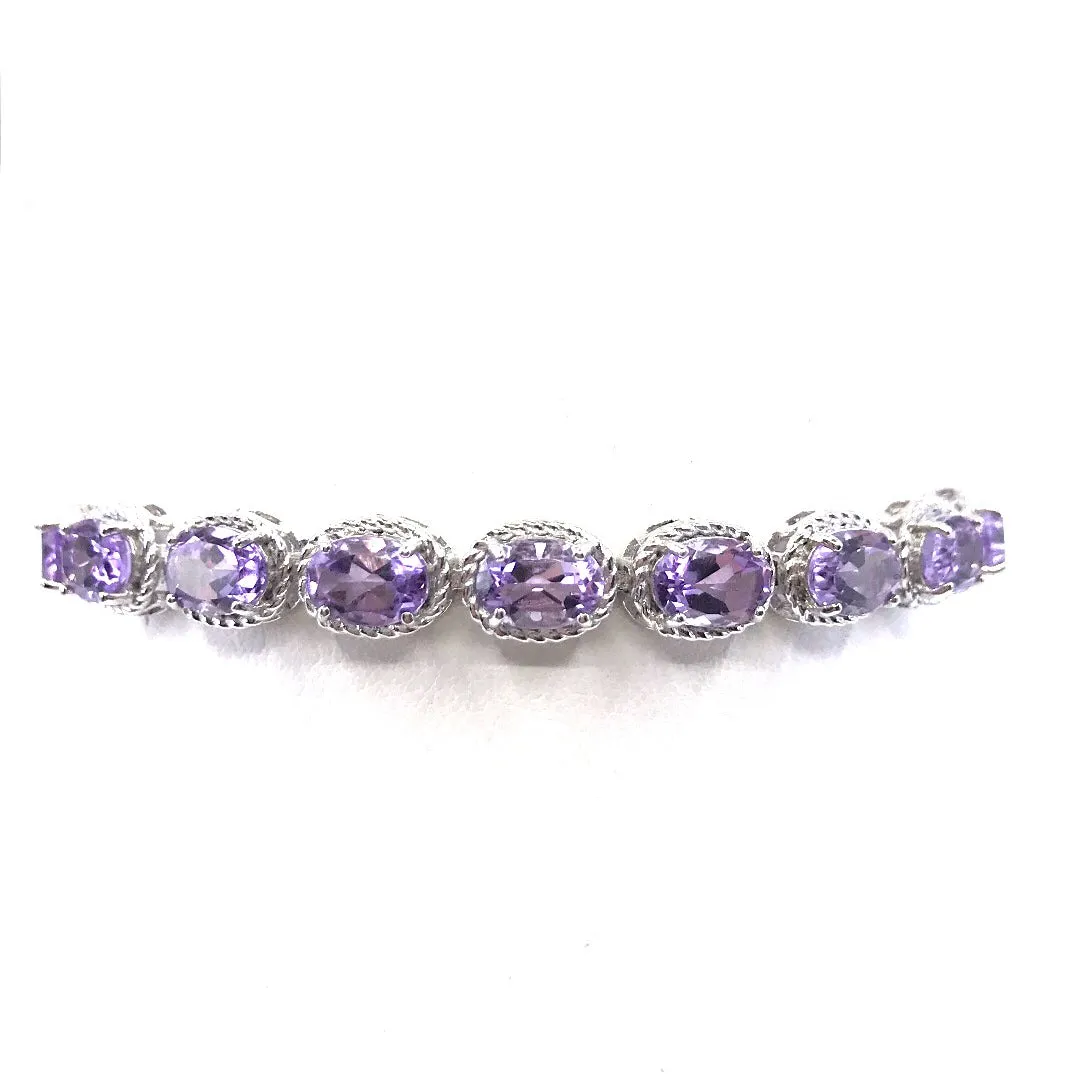 Sterling Silver Amethyst Oval Bracelet