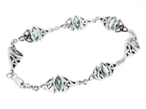 Sterling Silver Blue Topaz Celtic Trinity Knot Bracelet