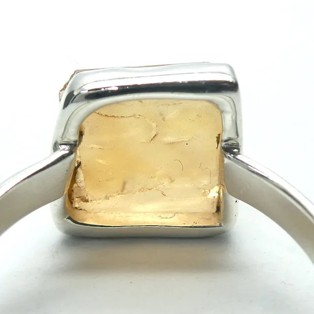 Topaz Ring, Golden, Raw Crystal, Size 7.5, 925 Silver, r6