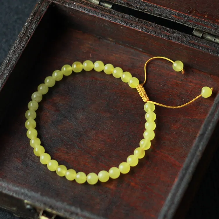 Wax Jade Beaded Bracelet Handmade Jewelry Accessories Gift for Women