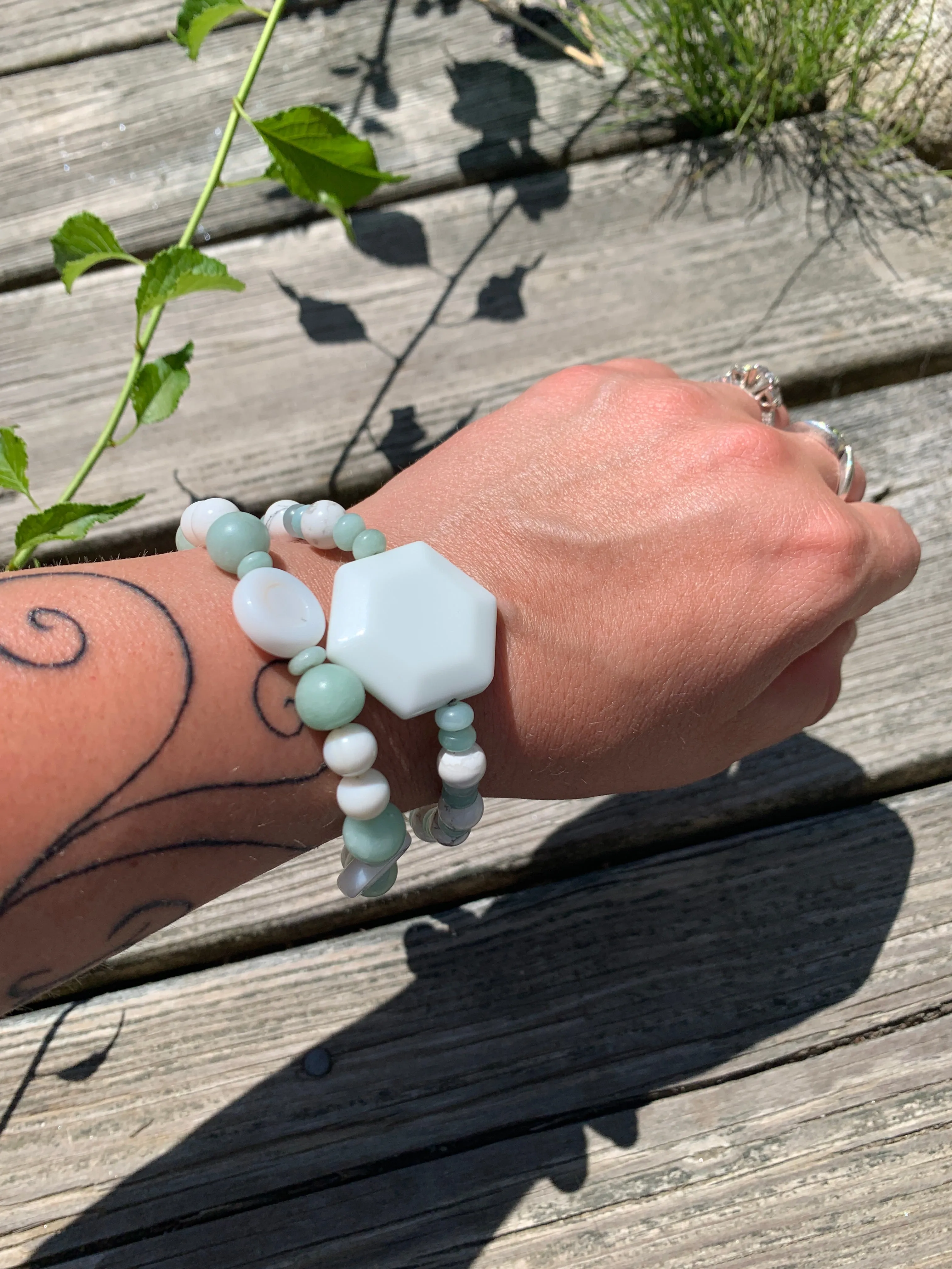 White glass bead bracelets