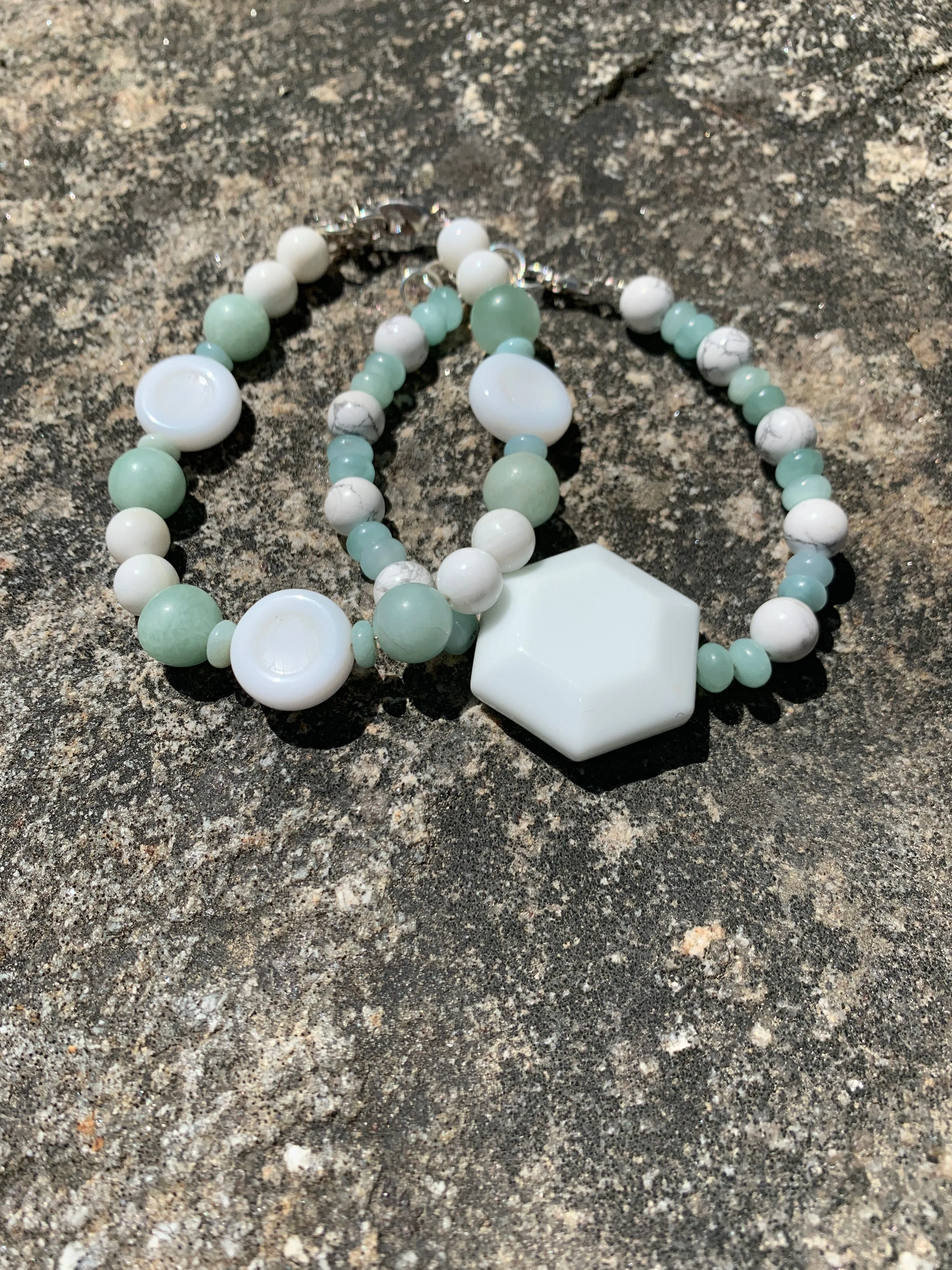 White glass bead bracelets