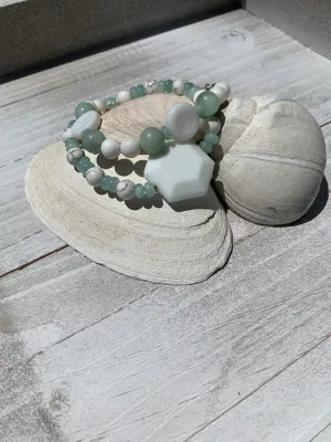 White glass bead bracelets